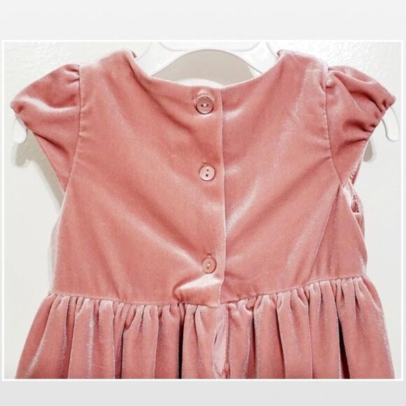 H&M Dress Kid 12-18M Pink Velvet Pleated Bow Tulle - Picture 9 of 16
